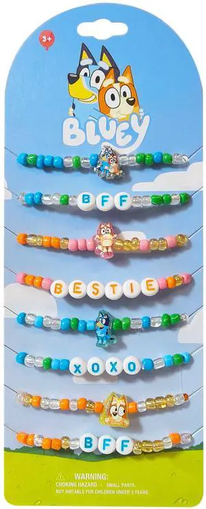 Bluey BFF Beaded Bracelets Set, 8 Unique Designs for Kids, Stretch Bands Bluey BFF Beaded Bracelets Set, 8 Unique Designs for Kids, Stretch Bands