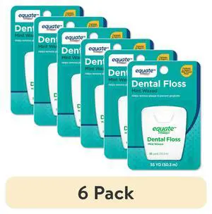 (6 pack) Equate Nylon Dental Floss, Mint Waxed, 55 yds (6 pack) Equate Nylon Dental Floss, Mint Waxed, 55 yds
