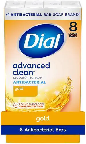 Dial Gold Antibacterial Deodorant Bar Soap, Advanced Clean Deep Cleanse Bar, 4 oz, 8 Bars Dial Gold Antibacterial Deodorant Bar Soap, Advanced Clean Deep Cleanse Bar, 4 oz, 8 Bars