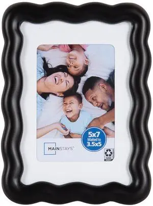 Mainstays 5 x 7 Black Wavy Tabletop Picture Frame, Fits 3.5 x 5 Photo with Mat Mainstays 5 x 7 Black Wavy Tabletop Picture Frame, Fits 3.5 x 5 Photo with Mat