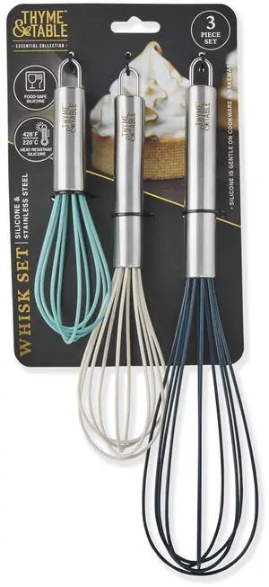 Thyme & Table 3-Piece Silicone Whisk Set, Multi Size Thyme & Table 3-Piece Silicone Whisk Set, Multi Size