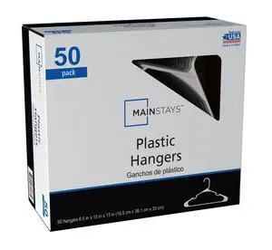 Mainstays Plastic Clothes Hangers, White, 50-Count Mainstays Plastic Clothes Hangers, White, 50-Count