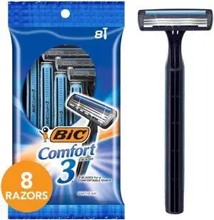 BIC Comfort 3 Disposable Men's Razor, 3 Blade Razor for a Comfortable Shave, 8-Count BIC Comfort 3 Disposable Men's Razor, 3 Blade Razor for a Comfortable Shave, 8-Count