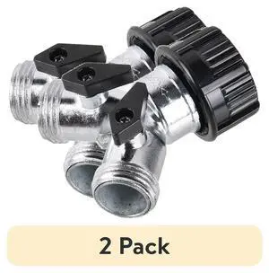 (2 pack) Expert Gardener Metal 2-Way Y Hose Shut-off Connector (2 pack) Expert Gardener Metal 2-Way Y Hose Shut-off Connector