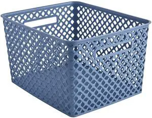 Mainstays Large Blue Decorative Plastic Storage Basket Mainstays Large Blue Decorative Plastic Storage Basket