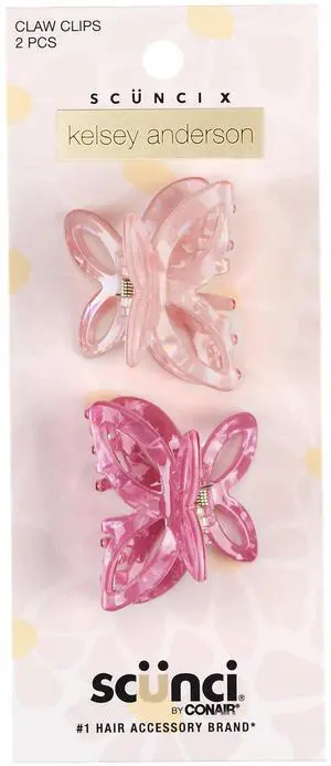 Scunci x Kelsey Anderson Acrylic Butterfly-Shaped Claw Clips, Pink, 2 count Scunci x Kelsey Anderson Acrylic Butterfly-Shaped Claw Clips, Pink, 2 count