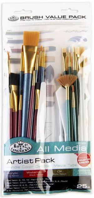 Royal & Langnickel Assorted Shapes All Media Taklon Art Brushes 25 Pieces Royal & Langnickel Assorted Shapes All Media Taklon Art Brushes 25 Pieces