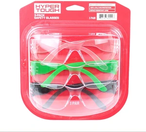 Hyper Tough 3-Pack Unisex Safety Glasses with Z87.1 Poly-Carbonate Lens Hyper Tough 3-Pack Unisex Safety Glasses with Z87.1 Poly-Carbonate Lens