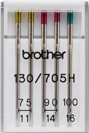 Brother SANEEDLEMIX 5 Pc Needles, 2 Pc 11/75, 2 Pc 14/90 and 1 Pc 16/100 Brother SANEEDLEMIX 5 Pc Needles, 2 Pc 11/75, 2 Pc 14/90 and 1 Pc 16/100