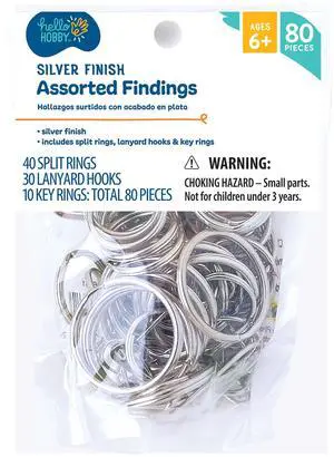 Hello Hobby Assorted Metal Silver Findings, 80 Pieces Hello Hobby Assorted Metal Silver Findings, 80 Pieces
