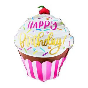 35" Multicolor Happy Birthday Cupcake Foil Balloon, by Way To Celebrate 35" Multicolor Happy Birthday Cupcake Foil Balloon, by Way To Celebrate