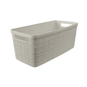 Curver Jute Narrow Beige Plastic Decorative Storage Basket, 13.6 in x 6.7 in x 5.7 in Curver Jute Narrow Beige Plastic Decorative Storage Basket, 13.6 in x 6.7 in x 5.7 in
