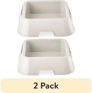 (2 pack) Vibrant Life Medium 8-Cup Square Double Wall Plastic Pet Bowl, Gray (2 pack) Vibrant Life Medium 8-Cup Square Double Wall Plastic Pet Bowl, Gray