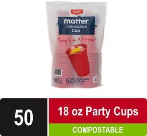 Matter Compostable Red Disposable Cups, 18 oz, 50 Count Matter Compostable Red Disposable Cups, 18 oz, 50 Count
