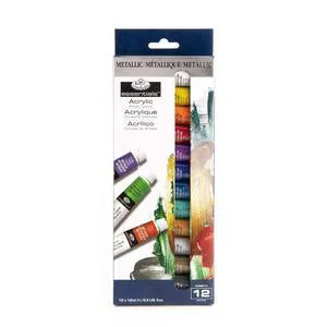 Royal & Langnickel Essentials 12ml 12 Colors Metallic Artist Acrylic Paint Set 12 Pack Royal & Langnickel Essentials 12ml 12 Colors Metallic Artist Acrylic Paint Set 12 Pack