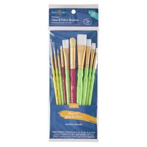 Hello Hobby 10 Piece Comfort Grip Glass & Fabric Paint Brush Set Hello Hobby 10 Piece Comfort Grip Glass & Fabric Paint Brush Set