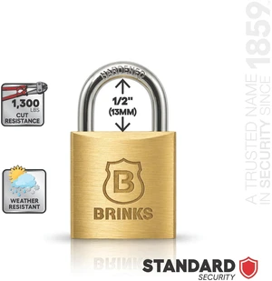 Brinks Solid Brass 30mm Keyed Padlock with 5/8in Shackle Brinks Solid Brass 30mm Keyed Padlock with 5/8in Shackle