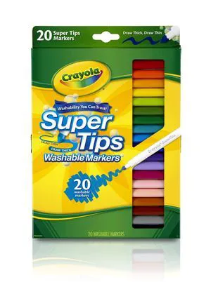 Crayola Super Tips Washable Markers for Kids, 20 Ct, School Supplies, Classroom Must Haves, Bullet Journaling, Gift for Kids, Ages 3+ Crayola Super Tips Washable Markers for Kids, 20 Ct, School Supplies, Classroom Must Haves, Bullet Journaling, Gift for Kids, Ages 3+