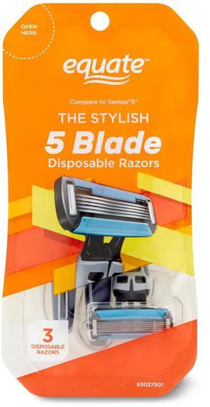 Equate Men's 5-Blade Disposable Razors, 3 Count Equate Men's 5-Blade Disposable Razors, 3 Count
