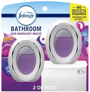 Febreze Bathroom Air Freshener, Gain Moonlight Breeze Scent, 2 Count, Odor-Fighting Febreze Bathroom Air Freshener, Gain Moonlight Breeze Scent, 2 Count, Odor-Fighting