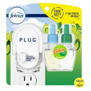 Febreze Plug In Air Freshener Scented Oil Kit Gain, Warmer + 1 Refill Febreze Plug In Air Freshener Scented Oil Kit Gain, Warmer + 1 Refill