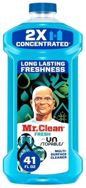 Mr. Clean All Purpose Cleaner, 2X Concentrated Multi Surface, Unstopable Fresh Scent, 41 fl oz Mr. Clean All Purpose Cleaner, 2X Concentrated Multi Surface, Unstopable Fresh Scent, 41 fl oz