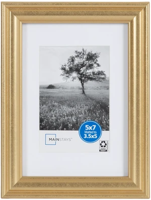 Mainstays 5 x 7 Picture Frame, Gold Traditional Tabletop or Wall Display Mainstays 5 x 7 Picture Frame, Gold Traditional Tabletop or Wall Display