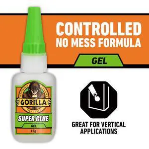 Gorilla Super Glue Gel,15g AllPurpose NoRun Thick Gel Adhesive,FastSetting ImpactTough Super Glue With AntiClog Cap,Repairs Plastic,Wood,Metal,Ceramic,Rubber & Leather Gorilla Super Glue Gel,15g AllPurpose NoRun Thick Gel Adhesive,FastSetting ImpactTough Super Glue With AntiClog Cap,Repairs Plastic,Wood,Metal,Ceramic,Rubber & Leather