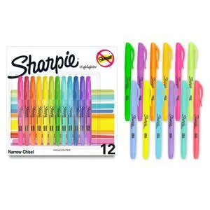 Sharpie Pocket Highlighters, 12Count Assorted Colors, Chisel Tip, QuickDrying SmearResistant Ink, Slim ClipOn Design, For School, Office & NoteTaking Sharpie Pocket Highlighters, 12Count Assorted Colors, Chisel Tip, QuickDrying SmearResistant Ink, Slim ClipOn Design, For School, Office & NoteTaking