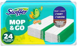 Swiffer Sweeper Textured Wet Mop Refill Cloths, Gain Original Scent, Trap & Lock Dirt With Scrubbing Strip, Safe For Finished Hard Floors, Wet Mopping Pad Refills Swiffer Sweeper Textured Wet Mop Refill Cloths, Gain Original Scent, Trap & Lock Dirt With Scrubbing Strip, Safe For Finished Hard Floors, Wet Mopping Pad Refills
