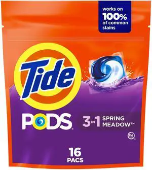 Tide PODS 3in1 Laundry Detergent Pacs, Spring Meadow Scent, 16Count, Concentrated StainRemoving, OdorFighting & ColorProtecting Pods, ColdWater Compatible Tide PODS 3in1 Laundry Detergent Pacs, Spring Meadow Scent, 16Count, Concentrated StainRemoving, OdorFighting & ColorProtecting Pods, ColdWater Compatible
