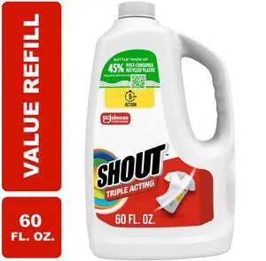 Shout TripleActing Laundry Stain Remover Spray, PreTreat Stain Cleaner, 50X Concentrated Formula, Lifts Food Grass Dirt & Blood Stains, Safe for ColorFast Fabrics Shout TripleActing Laundry Stain Remover Spray, PreTreat Stain Cleaner, 50X Concentrated Formula, Lifts Food Grass Dirt & Blood Stains, Safe for ColorFast Fabrics
