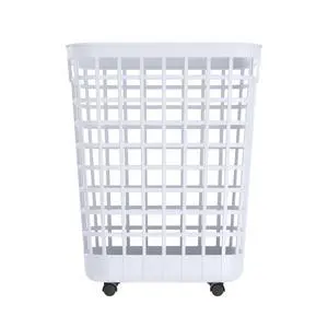 Mainstays 2.6-Bushel White Rolling Laundry Hamper, Easy-Clean Plastic Mainstays 2.6-Bushel White Rolling Laundry Hamper, Easy-Clean Plastic