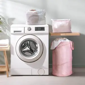 Mainstays Pop-Up Spiral Polyester Laundry Hamper, Pink Mainstays Pop-Up Spiral Polyester Laundry Hamper, Pink