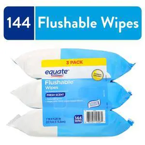 Equate Flushable Wet Wipes, Fresh Scent, 144 Wipes, 3 Pack Equate Flushable Wet Wipes, Fresh Scent, 144 Wipes, 3 Pack