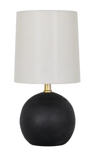 Mainstays 12.5 Mini Black Wood Ball Table Lamp with White Fabric Shade Mainstays 12.5 Mini Black Wood Ball Table Lamp with White Fabric Shade