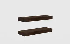 Mainstays Walnut 16.5" Wood Floating Shelves, Set of 2 Mainstays Walnut 16.5" Wood Floating Shelves, Set of 2