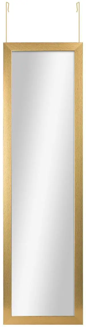 Mainstays Over-the-Door Rectangular Mirror, Gold, 14.25 in x 50.45 in Mainstays Over-the-Door Rectangular Mirror, Gold, 14.25 in x 50.45 in