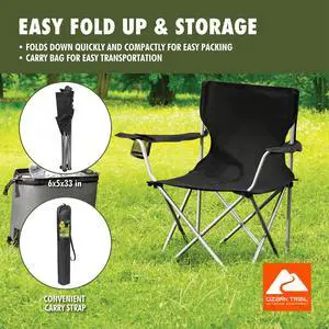Ozark Trail Quad Folding Camp Chair with Cup Holder, Black Ozark Trail Quad Folding Camp Chair with Cup Holder, Black