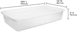 Sterilite 41 Quart Medium Storage Bin, Clear Plastic Underbed Storage Container with Snap-On Lid, White Sterilite 41 Quart Medium Storage Bin, Clear Plastic Underbed Storage Container with Snap-On Lid, White