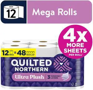 Quilted Northern Ultra Plush 3-Ply Toilet Paper, 12 Mega Rolls, 255 Sheets per Roll Quilted Northern Ultra Plush 3-Ply Toilet Paper, 12 Mega Rolls, 255 Sheets per Roll
