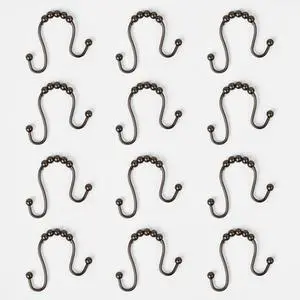 Better Homes & Gardens Open Double Rollerball Shower Curtain Hooks, Bronze , Set of 12 Better Homes & Gardens Open Double Rollerball Shower Curtain Hooks, Bronze , Set of 12