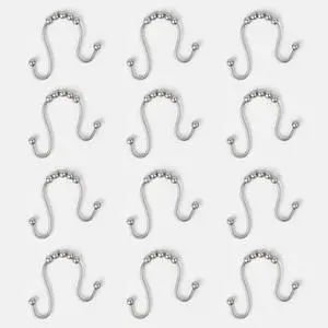Better Homes & Gardens Easy Gliding Rustproof Double Shower Curtain Hooks Brushed Nickel , Set of 12 Better Homes & Gardens Easy Gliding Rustproof Double Shower Curtain Hooks Brushed Nickel , Set of 12