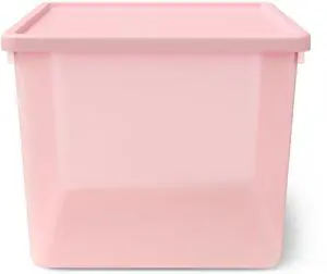 Mainstays Kids Large Plastic Storage Bin with Lid, Pink Mainstays Kids Large Plastic Storage Bin with Lid, Pink