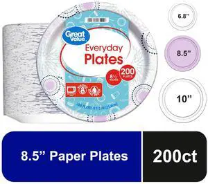 Great Value Disposable Paper Plates, 8.5 in, 200 Count Great Value Disposable Paper Plates, 8.5 in, 200 Count