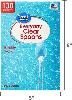 Great Value Everyday Clear Plastic Spoons, 100 Count Great Value Everyday Clear Plastic Spoons, 100 Count
