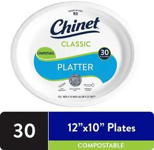 Chinet Classic® Premium Disposable Paper Platters 12 x 10", White, 30 Count Chinet Classic® Premium Disposable Paper Platters 12 x 10", White, 30 Count