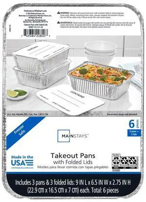 Mainstays 9" x 6.5" Aluminum Pans with Folded Lids, 3 Count Mainstays 9" x 6.5" Aluminum Pans with Folded Lids, 3 Count