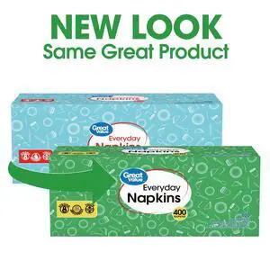 Great Value Everyday Paper Napkins, White, 400 Count, 1-Ply Disposable Great Value Everyday Paper Napkins, White, 400 Count, 1-Ply Disposable