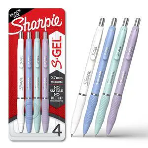 Sharpie S-Gel, Gel Pens, Medium Point (0.7mm), Assorted Fashion Barrels, Black Ink, 4 Count Sharpie S-Gel, Gel Pens, Medium Point (0.7mm), Assorted Fashion Barrels, Black Ink, 4 Count